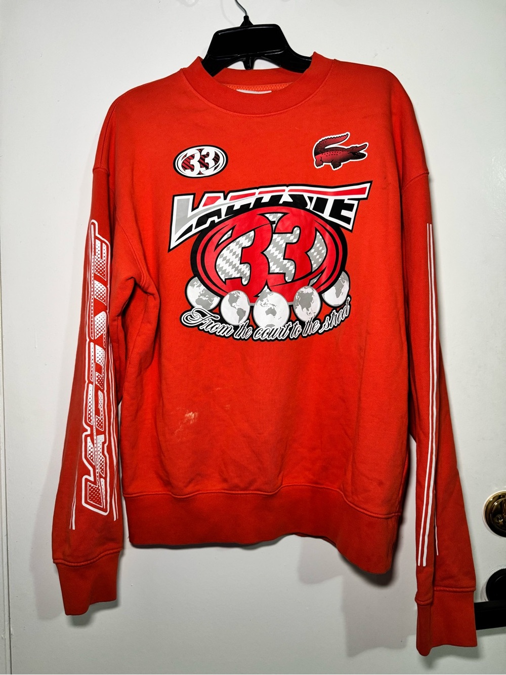 Lacoste Red Graphic Crewneck Sweatshirt - Men's